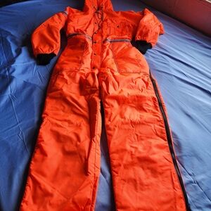 VTG FEDERAL EXPRESS MEN'S INSULATED HOODED JUMPSUIT COVERALLS ORANGE SIZE LARGE